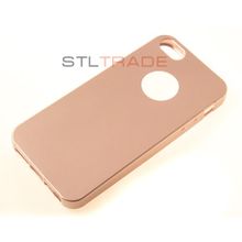 Силиконовый чехол TPU Case Металлик для iPhone 5 розовое золото