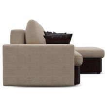 Смарт Диван угловой Пекин Бежевая рогожка Коричневая экокожа Еврокнижка