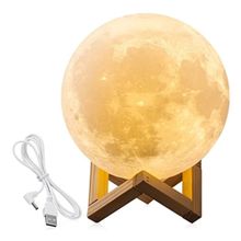 3D Светильник Лампа Луна - 3D moon lamp, 15 см с пультом, белый