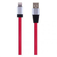 Кабель USB 2.0 Am=>Apple 8 pin Lightning, плоский, 1.2 м, красный, Perfeo (I4501)