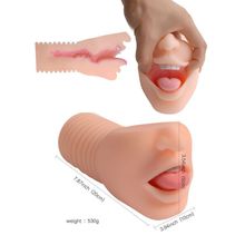 Телесный мастурбатор-ротик с язычком и зубками (220956)