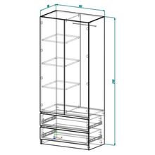Шкаф 2х ств Бетти с 2-мя ящиками, 900х500х2100, Черный