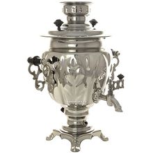 Тульский электрический самовар 3 литра никелированный желудь с автоматическим выключением, арт. 110322к