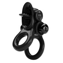 Черное эрекционное кольцо с подхватом мошонки и стимулятором клитора Passionate Ring (247812)