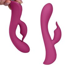 Бордовый вибромассажер-кролик 5  Silicone Bunny Love - 19,1 см. (244386)