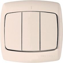 Выключатель 3-клавишный РОНДО, скрытый монтаж, слоновая кость |  код. VS05U-321-SI |  Schneider Electric