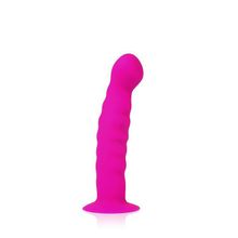 Bior toys Розовый фаллоимитатор с ребристой поверхностью Cosmo - 14 см.