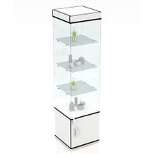 Витрина "Универсал" №52 стеклянная малая Белый с чёрной кромкой